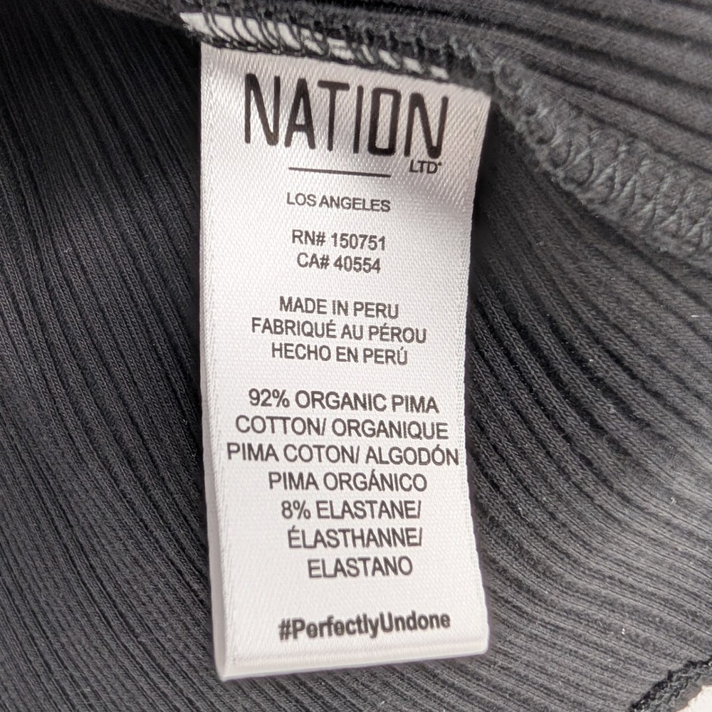 Nation LTD Leticia Ribbed Tank XL Black Organic Pima Cotton‎ Minimalist Capsule - Picture 5 of 9